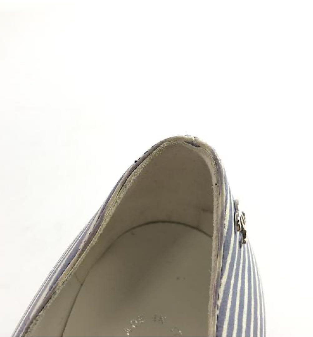 CHANEL Striped High Heel Pumps 34.5 22.5cm 8.9in Pointed Toe