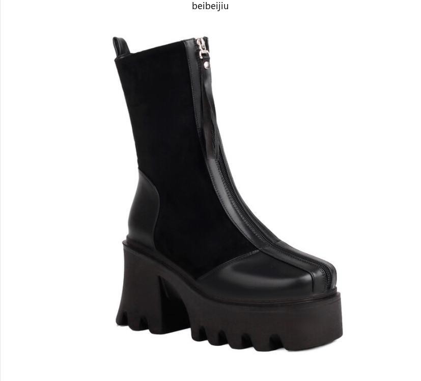 Women’s Platform Chelsea Abkle Boots High Block Shoes Thick Sole Motorcycle New
