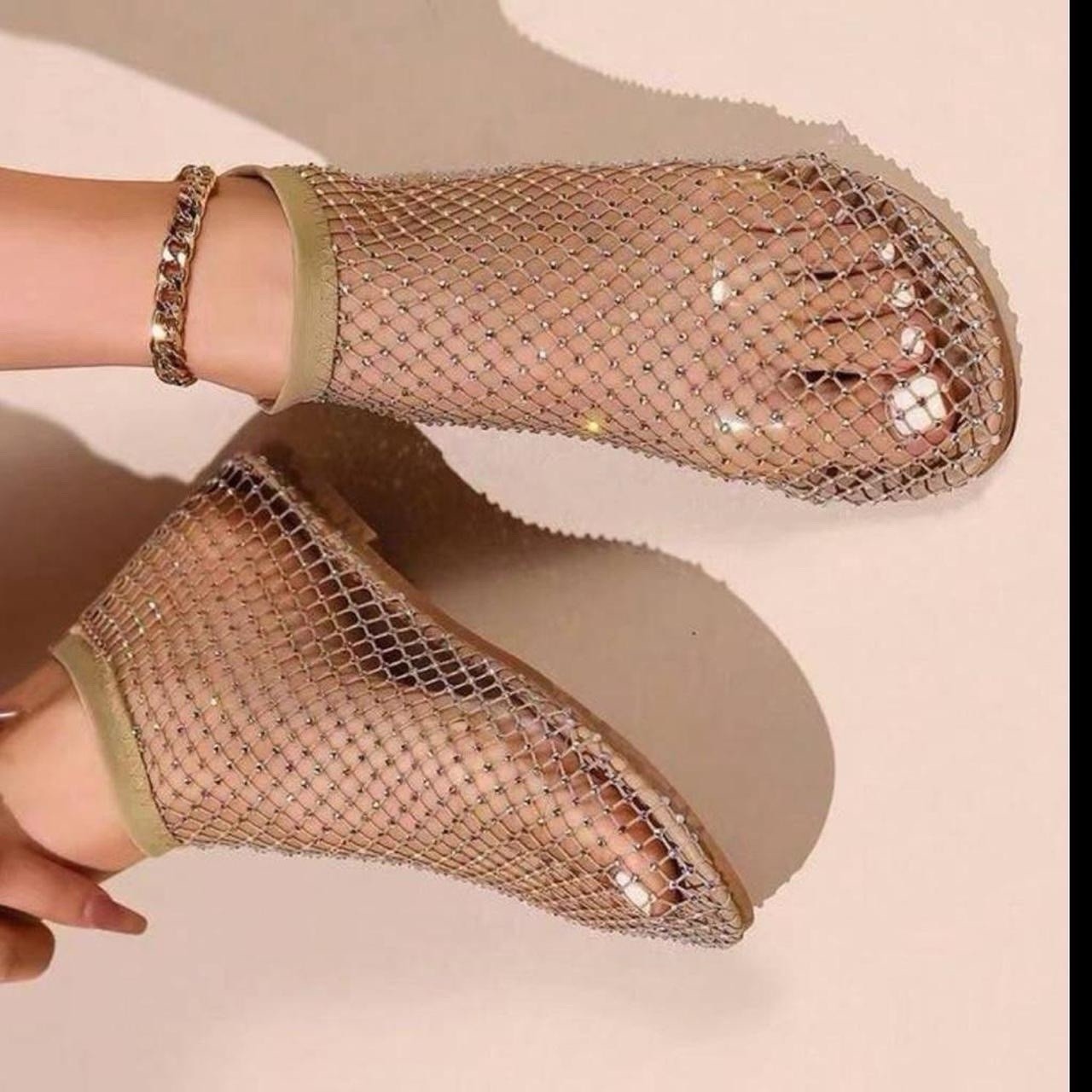 Best Selling Beige mesh flats Ballet 2026 Summer Viral Style 7.5