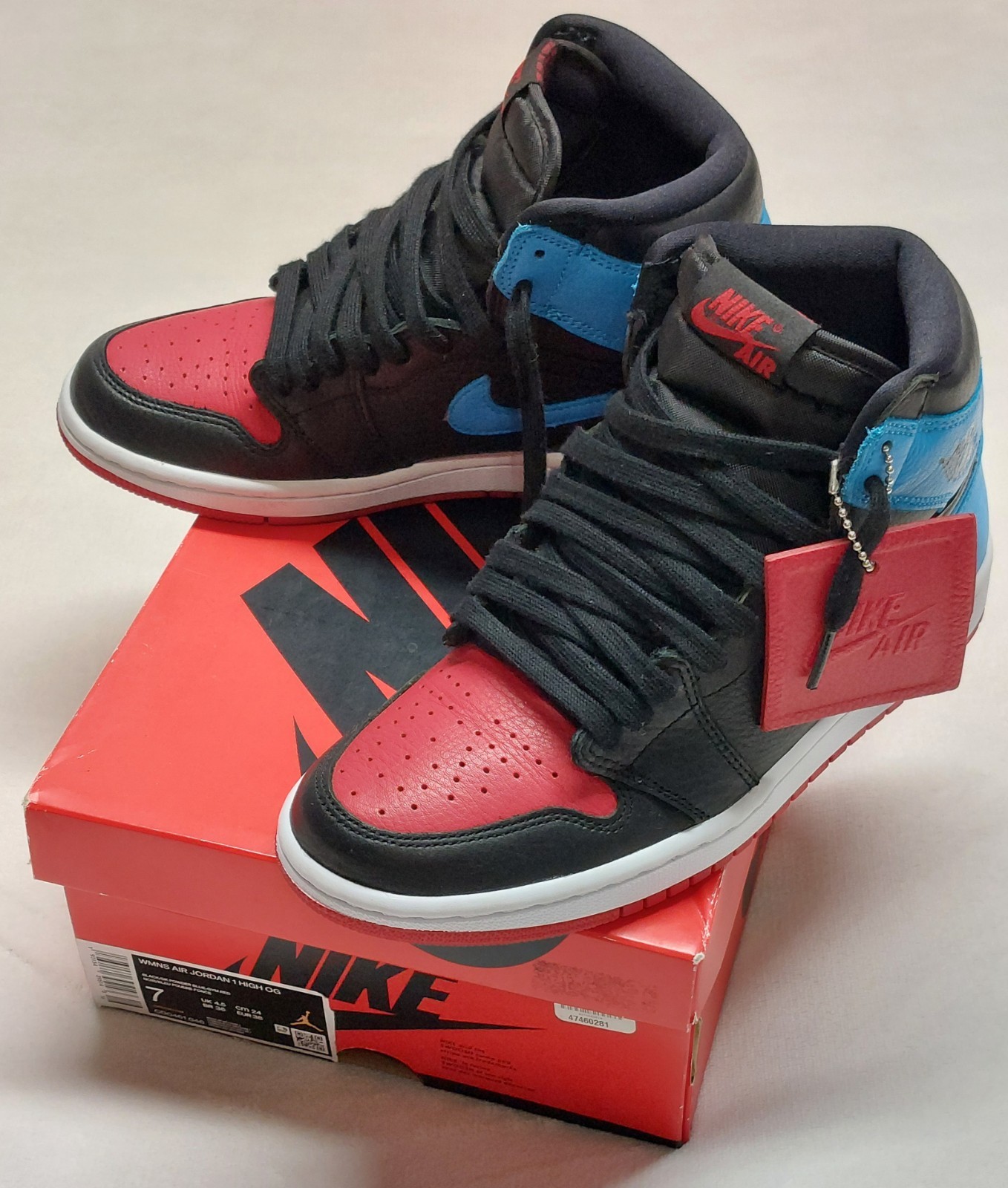 Women’s NIKE Air Jordan 1 High OG Black/Blue/Red Size 7