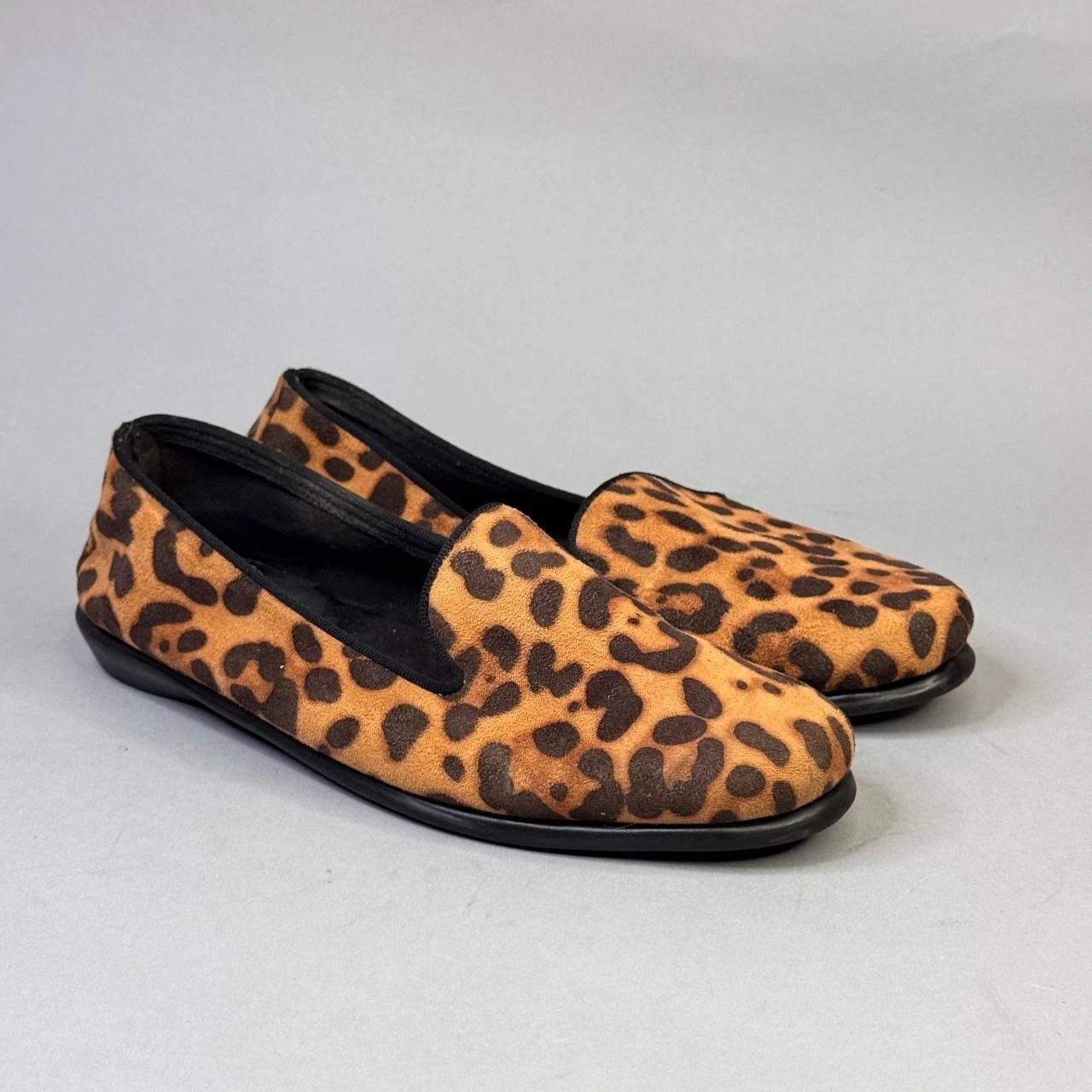 Aerosoles Betunia Loafers Brown Calf Hair Leather Leopard Print Slip On Women 6