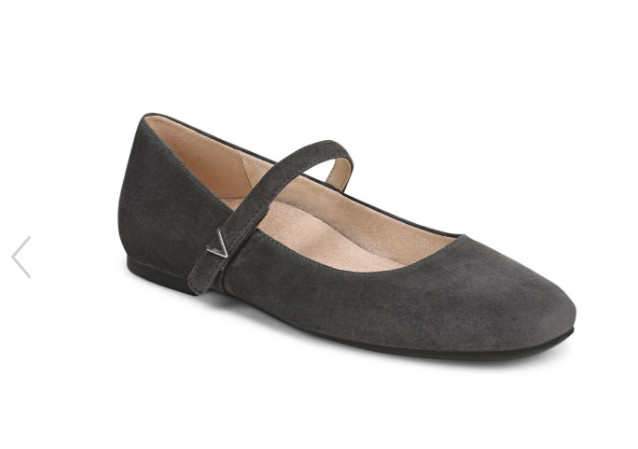 Vionic Women’s Alameda Mary Jane Flat – Graphite Grey Suede