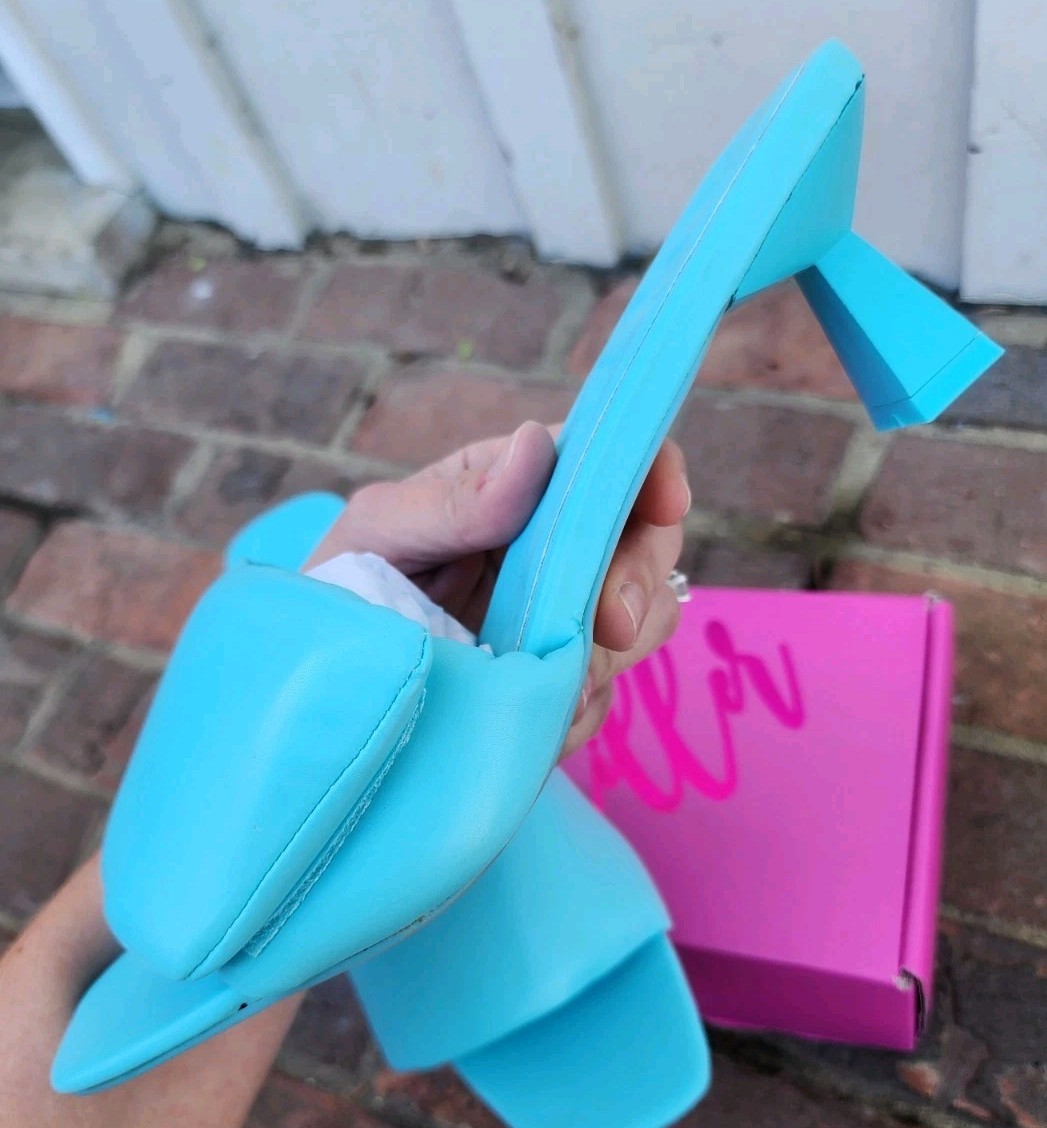 Olivia Miller Black Allure Heel Sandals Shoes, Light Blue, Size 10, NEW!!