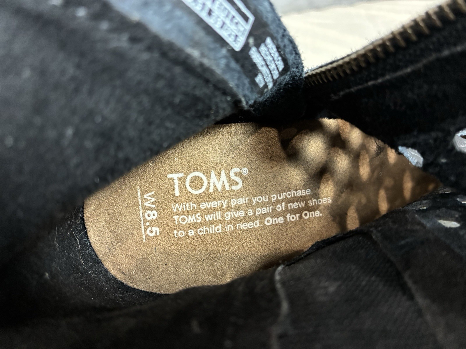 Toms Boots Womens 8.5 Majorca Ankle Bootie Black Side Zip Peep Toe