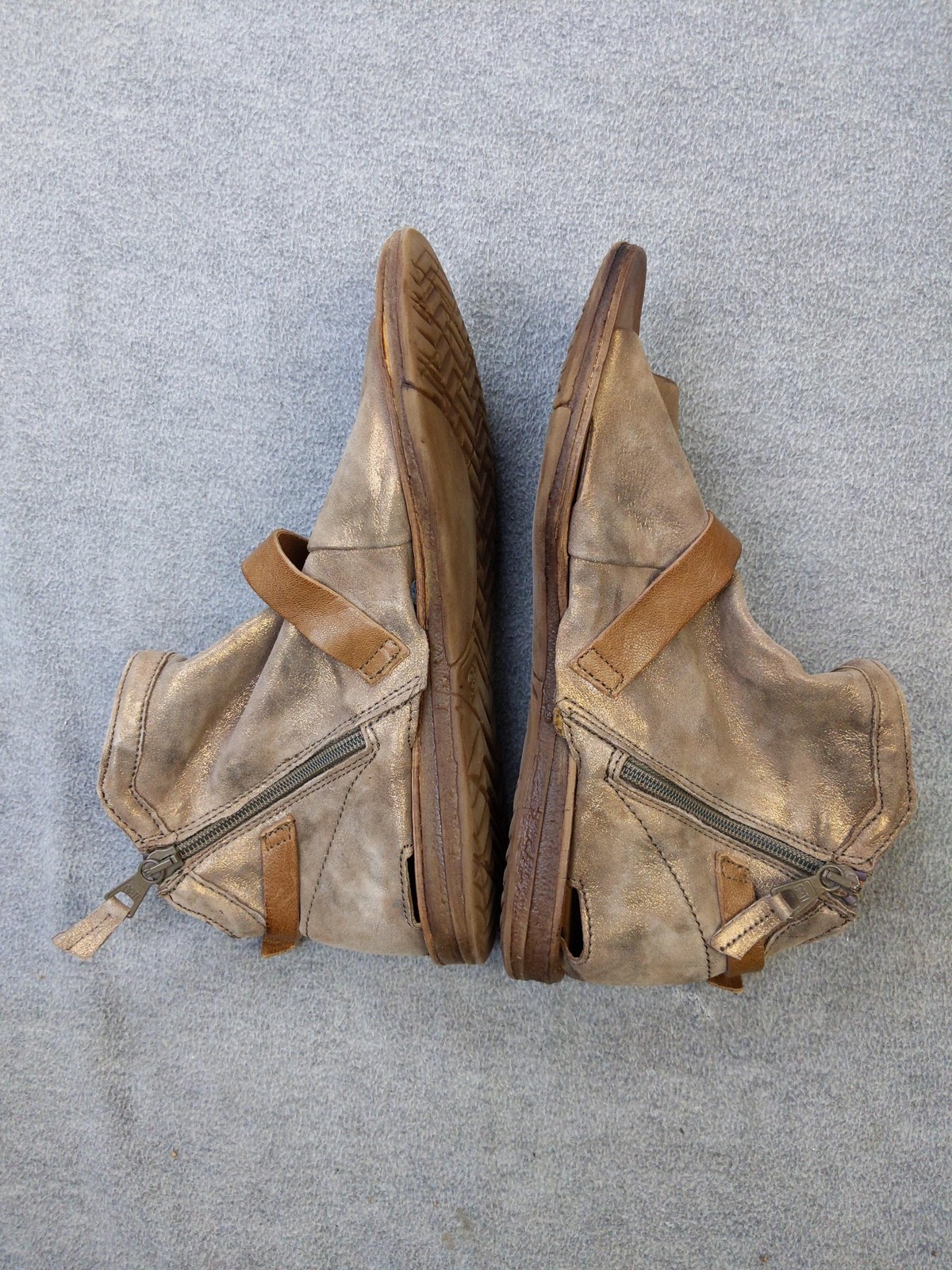 Miz Mooz Sandals Shoes Womens 7.5 38 Brown Leather Gladiator Zip Strappy Flat