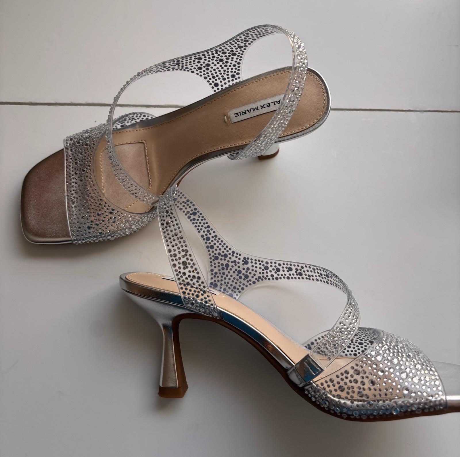 Silver Clear Rhinestone Evening Party Wedding Shoes Alex Marie Sutton