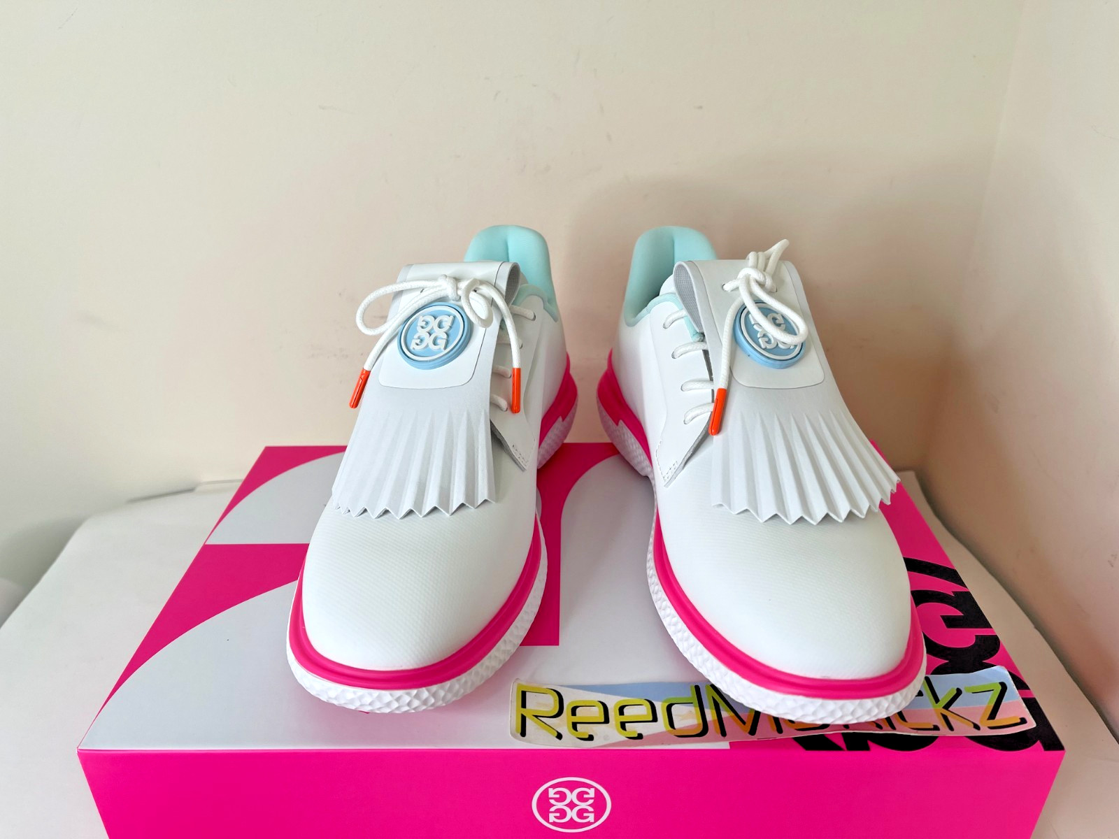 G/FORE GALLIVAN2R KILTIE GOLF SHOES WHITE PINK WOMENS SIZES
