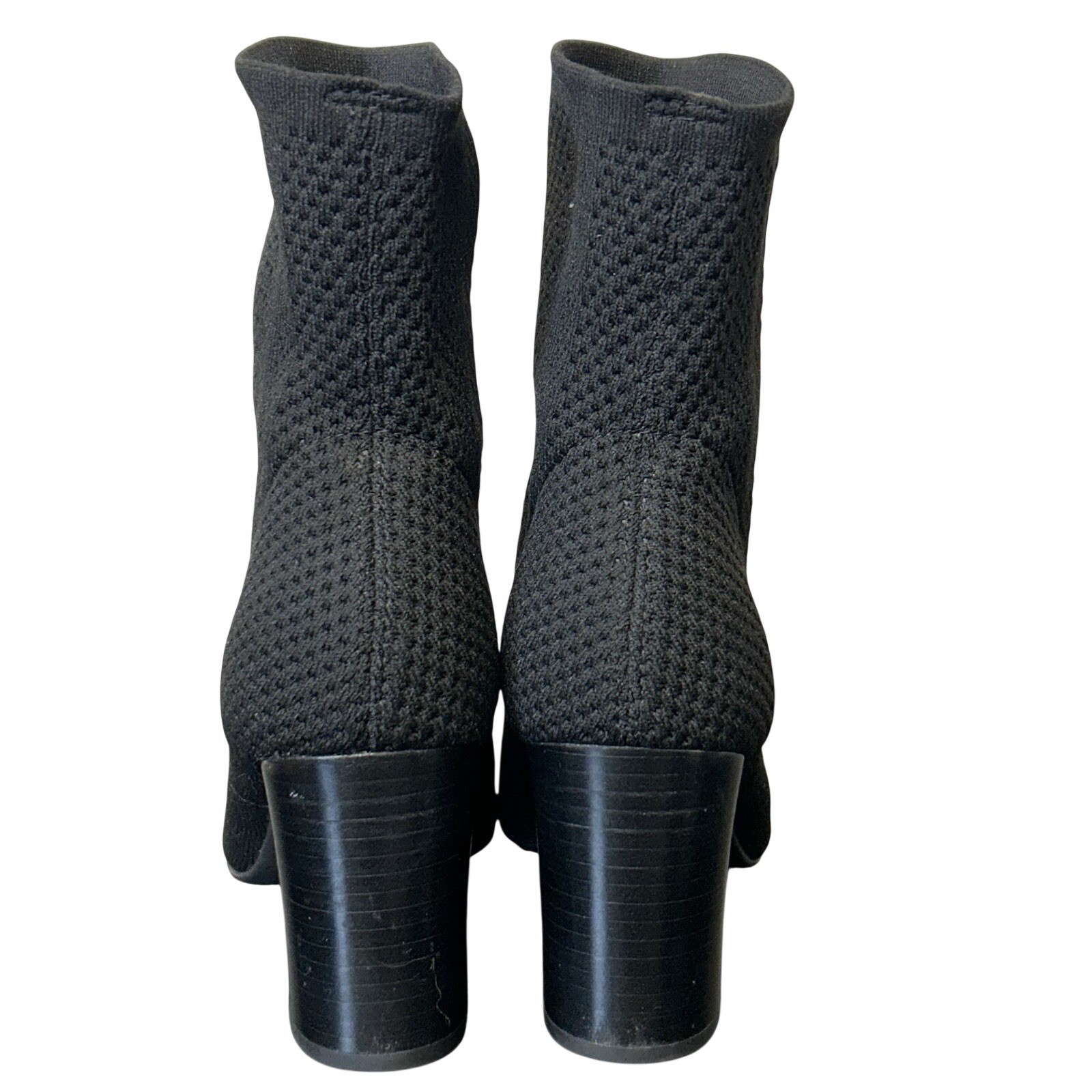 Børn Meggs Black Knit Sock Booties – Block Heel Ankle Boots – Size 7.5M Comfort