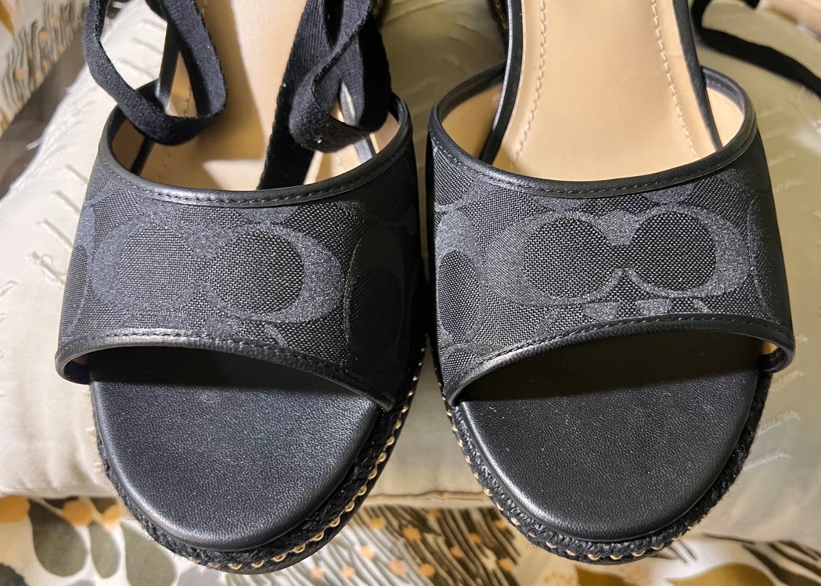 COACH – Page Wedge In Recycled Signature Jacquard | Black Size 10- Brand New