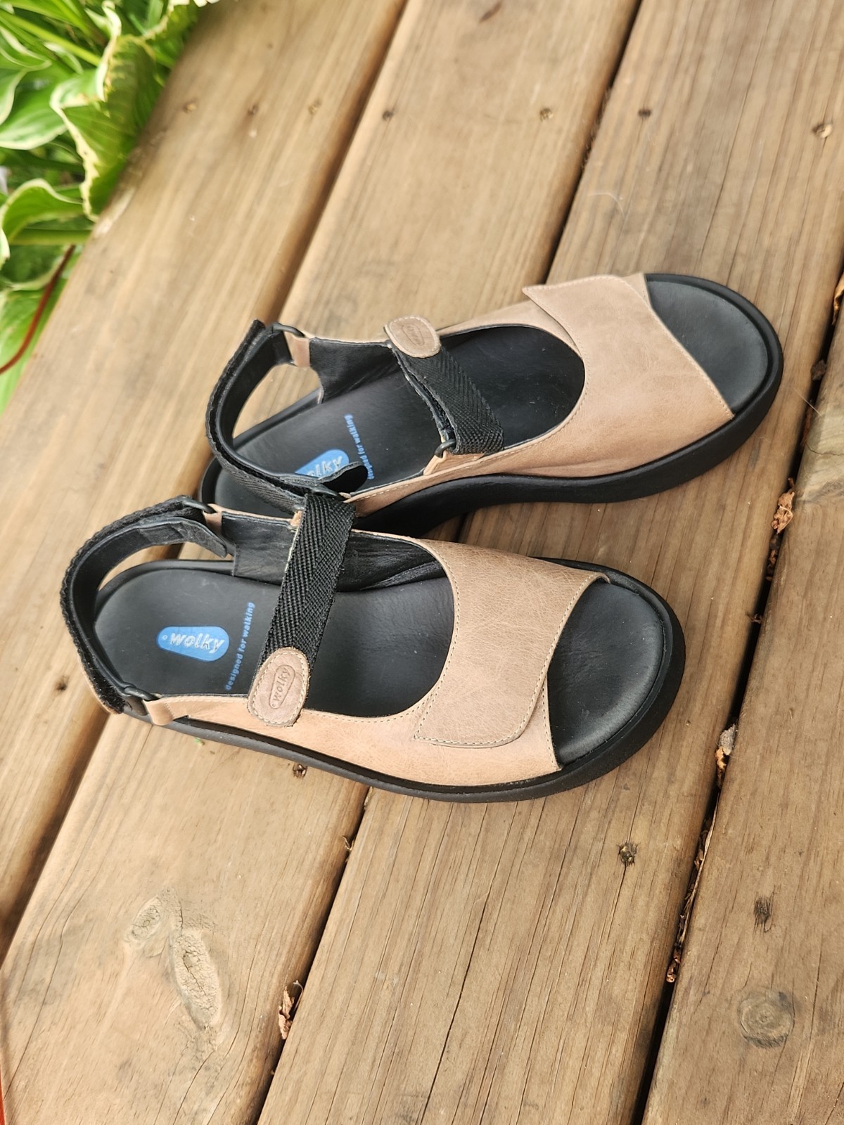 Wolky JEWEL Sandal Tan Brown Smooth Leather Sz EU 39 US 8.5 Comfort Walking Shoe