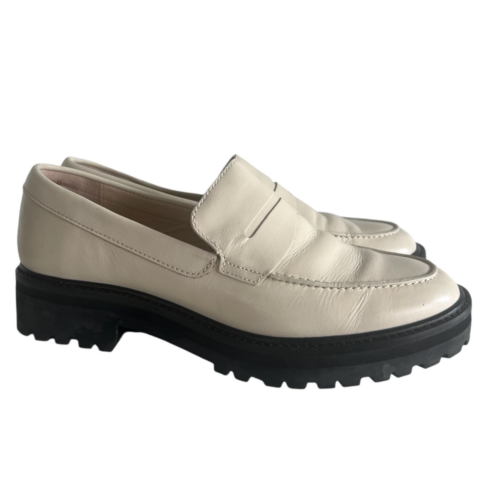 EVERLANE The Lug Sole Loafer 9.5 Chunky Parchment Cream Ivory Leather Platform
