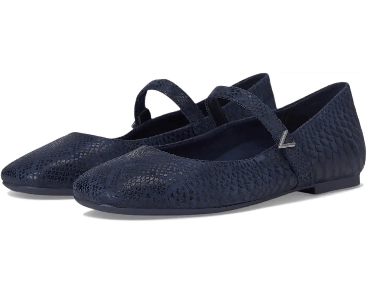 Vionic Alameda Mary Jane Flat Blue in Navy Snake Size 6