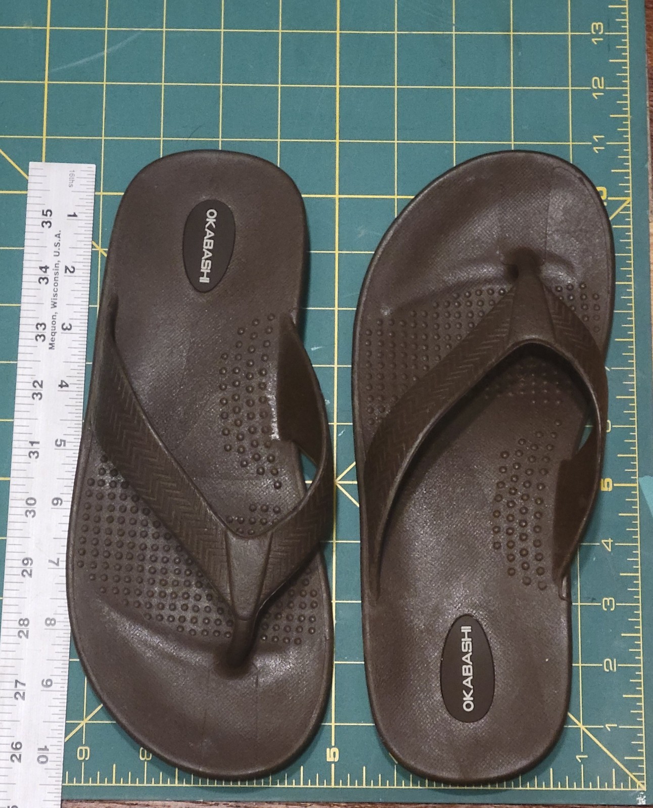 Okabashi Flip Flops Arch Support Brown Size WL 9/10 Made in USA
