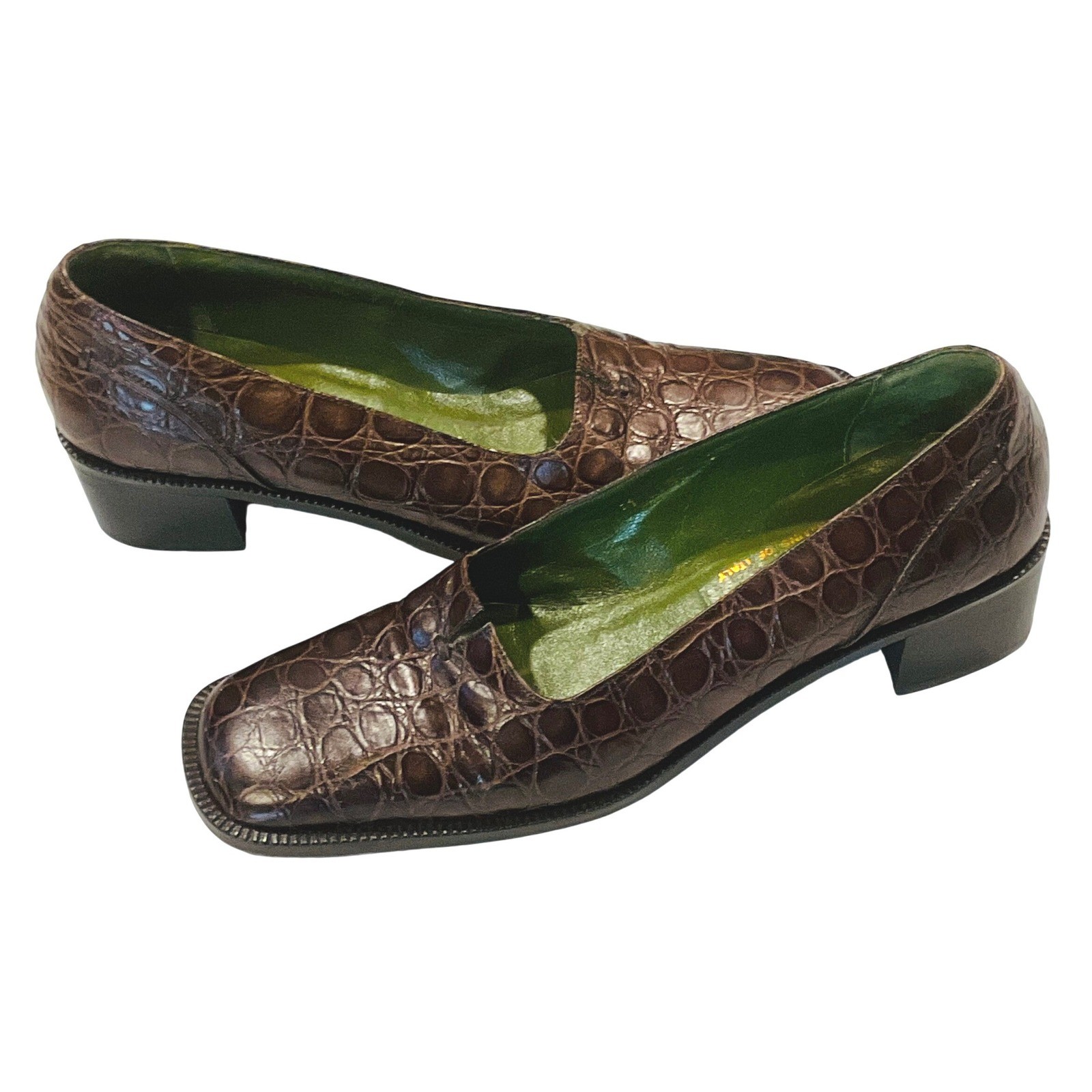 DONALD J PLINER women’s crocodile embossed loafers Italian leather LINC 7 Narrow