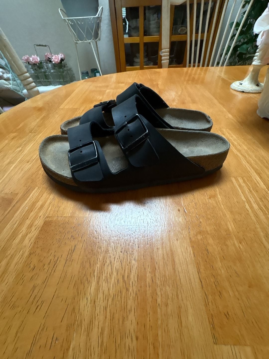 Birkenstock Arizona Two-Strap Leather Sandals in Black