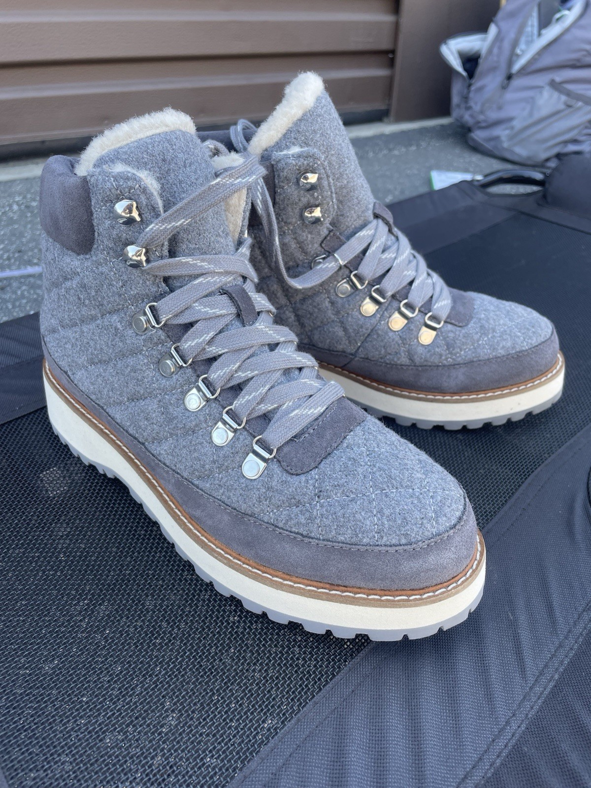 Talbots Jules Hiker Brushed Flannel Diamond Quilted Boots