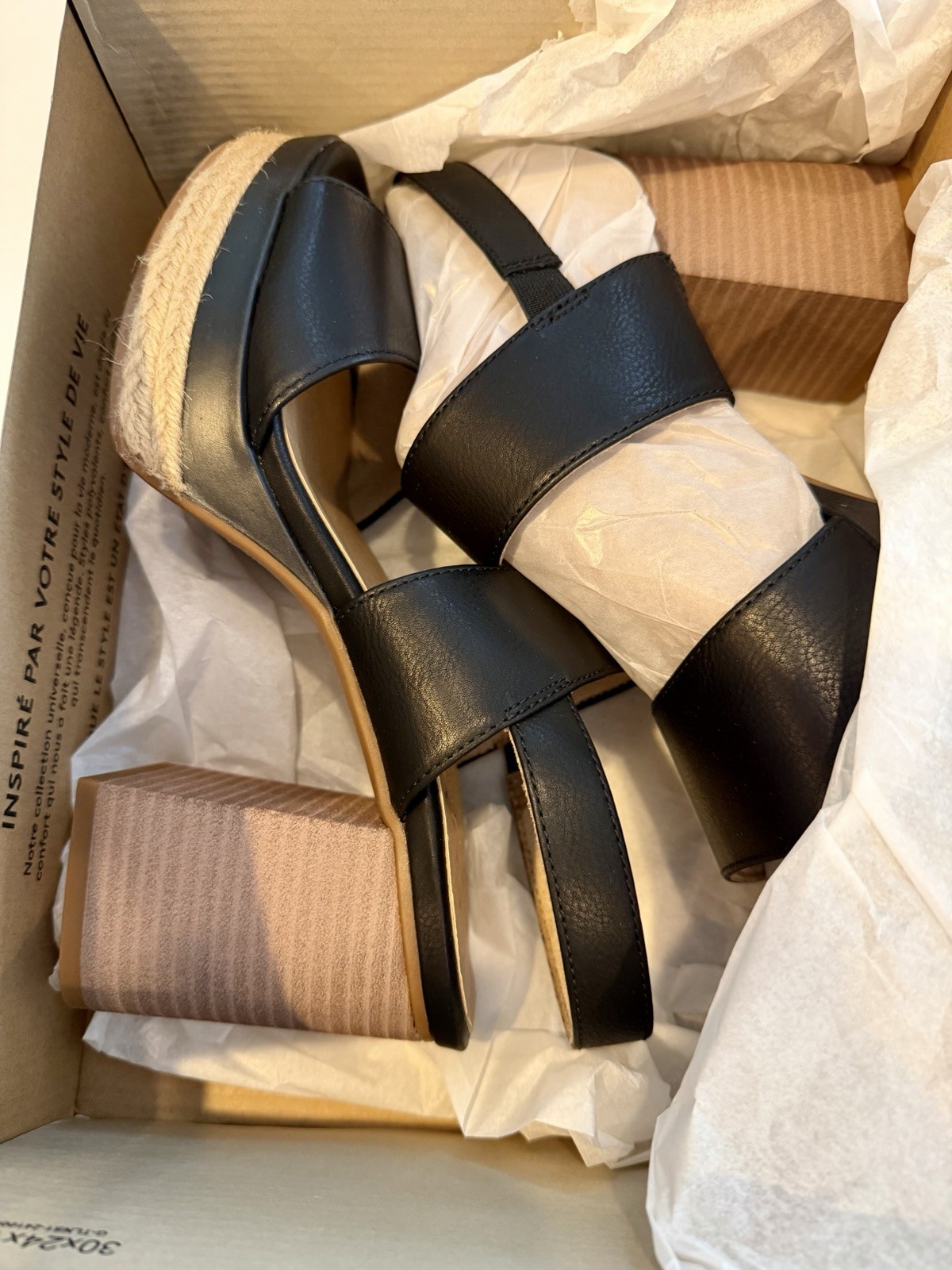 SOUL Naturalizer Holly Women’s Wide Black Leather Slingback Sandals Wide W 8.5