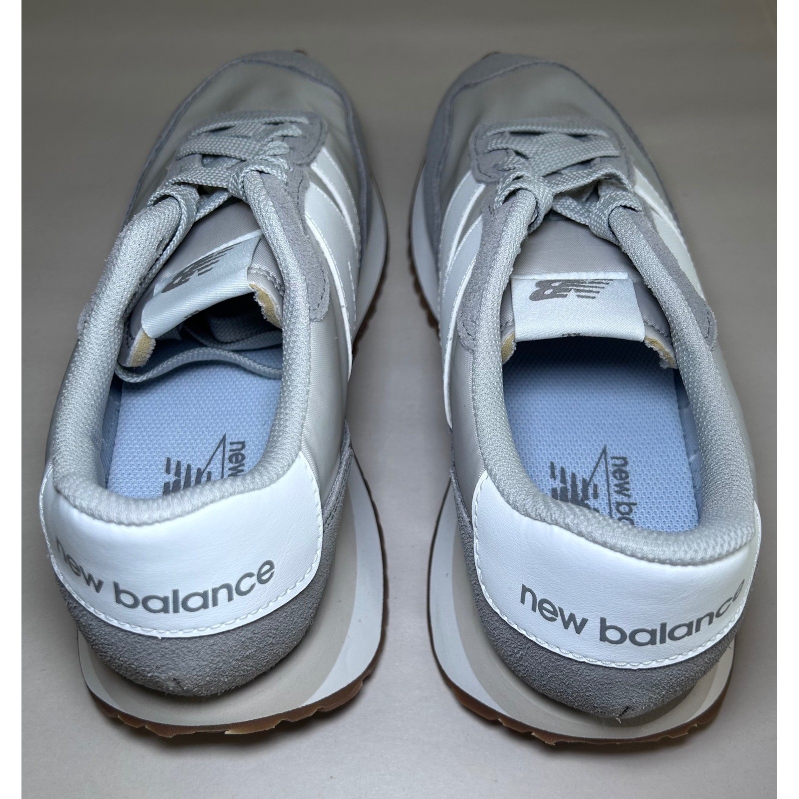 New Balance 237 Grey White Suede Nylon Running Sneakers WS237NM Womens 10