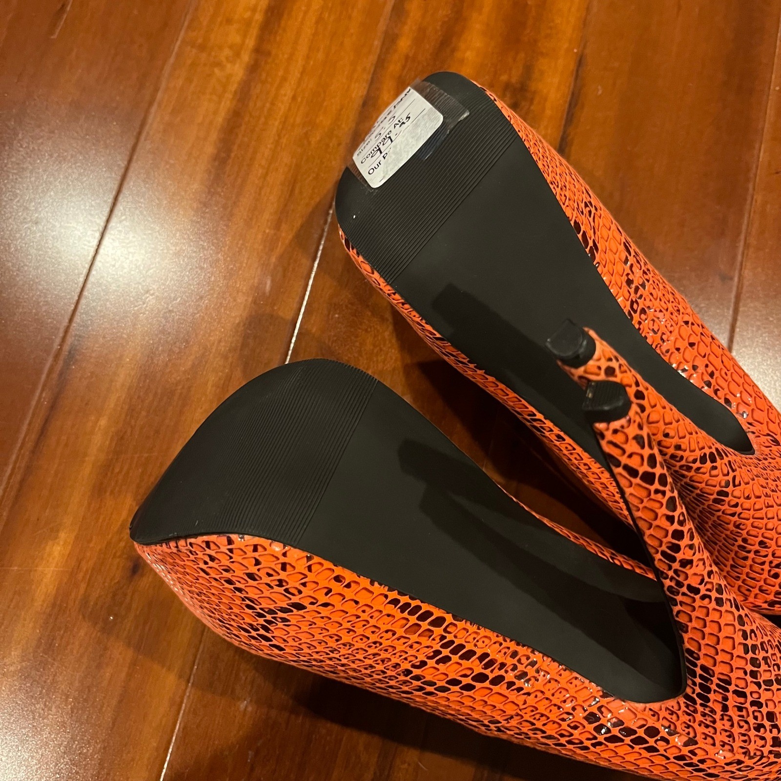 Steve Madden Snakeskin Pumps Heels Shoes Stiletto Dalya Orange Platform Size 5.5