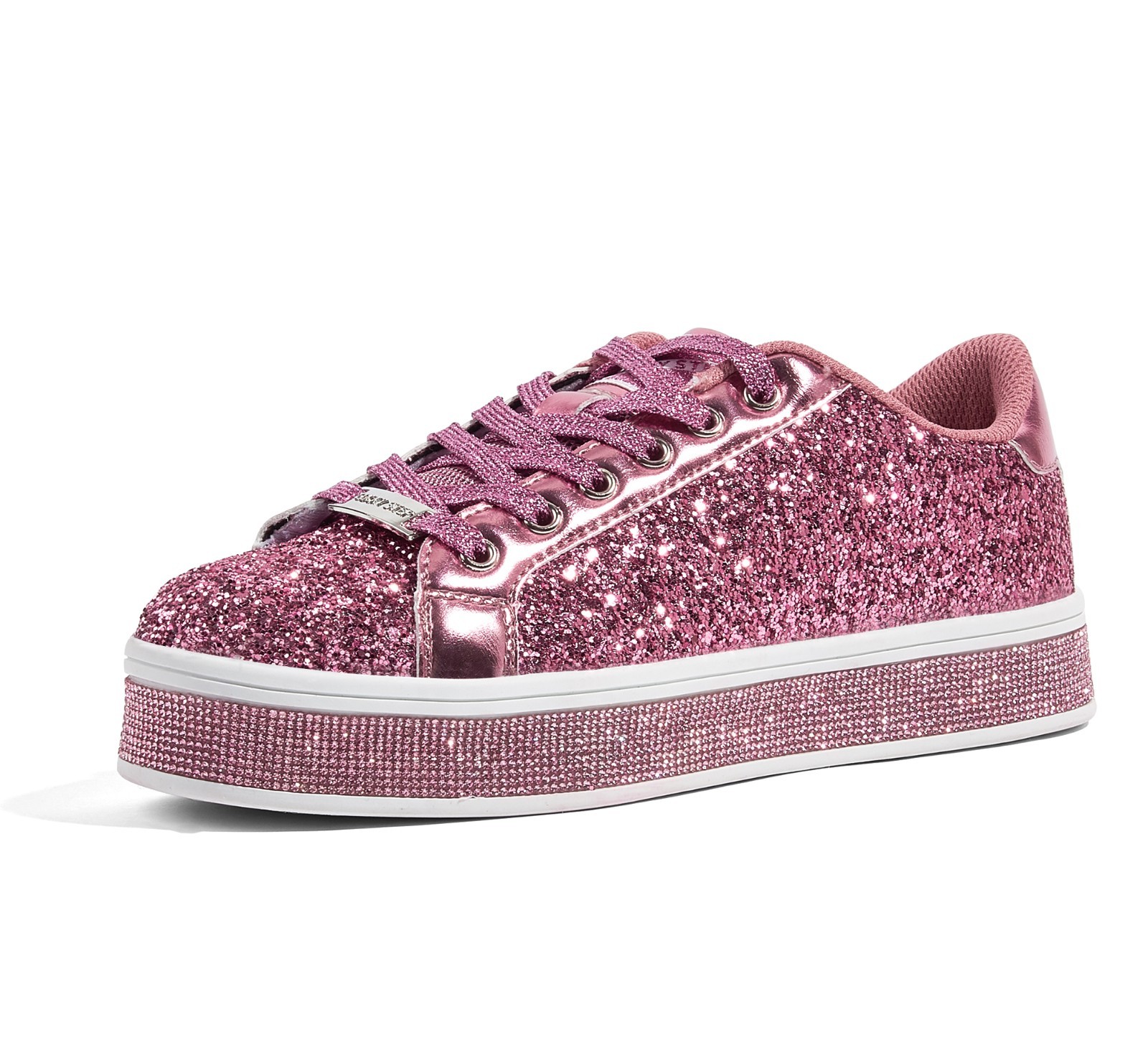 LUCKY STEP Women’s Platform Glitter Sneakers Sparkly Bedazzled Fashion Shoes