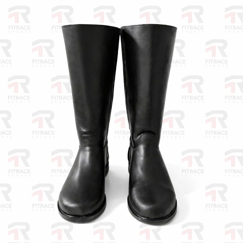 Men Black Leather Riding Boots Tall Equestrian Full Zip Horseback Western Show
