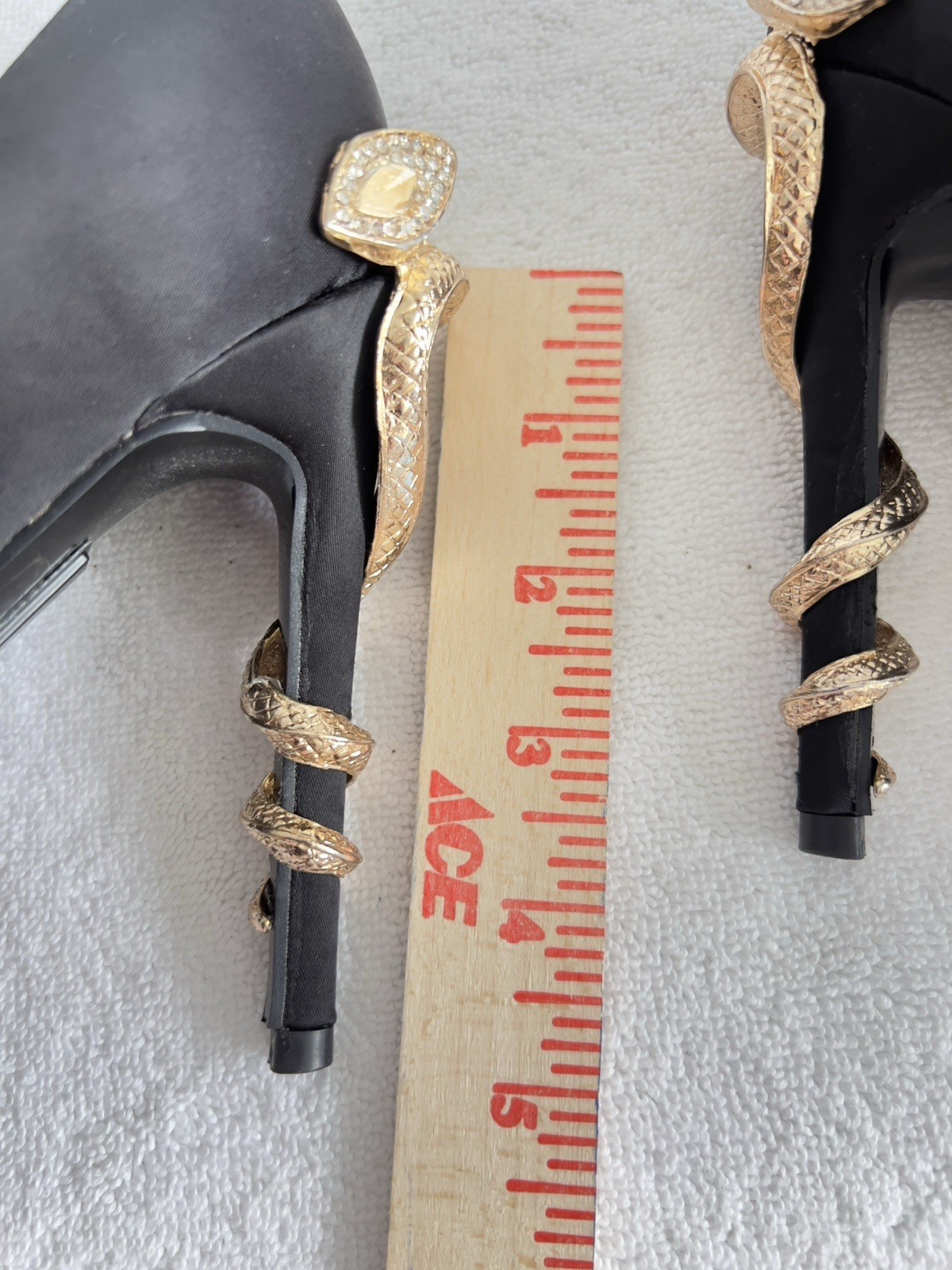 Azalea Wang Size 10 Snake Shoes Black Satin Stilleto