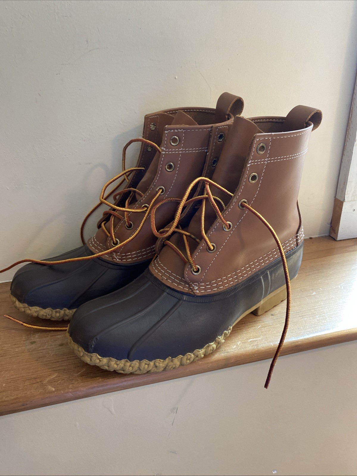 LL Bean Duck Boots Dark Brown Leather Lace Up Women’s Size 9 Classic Boot Maine