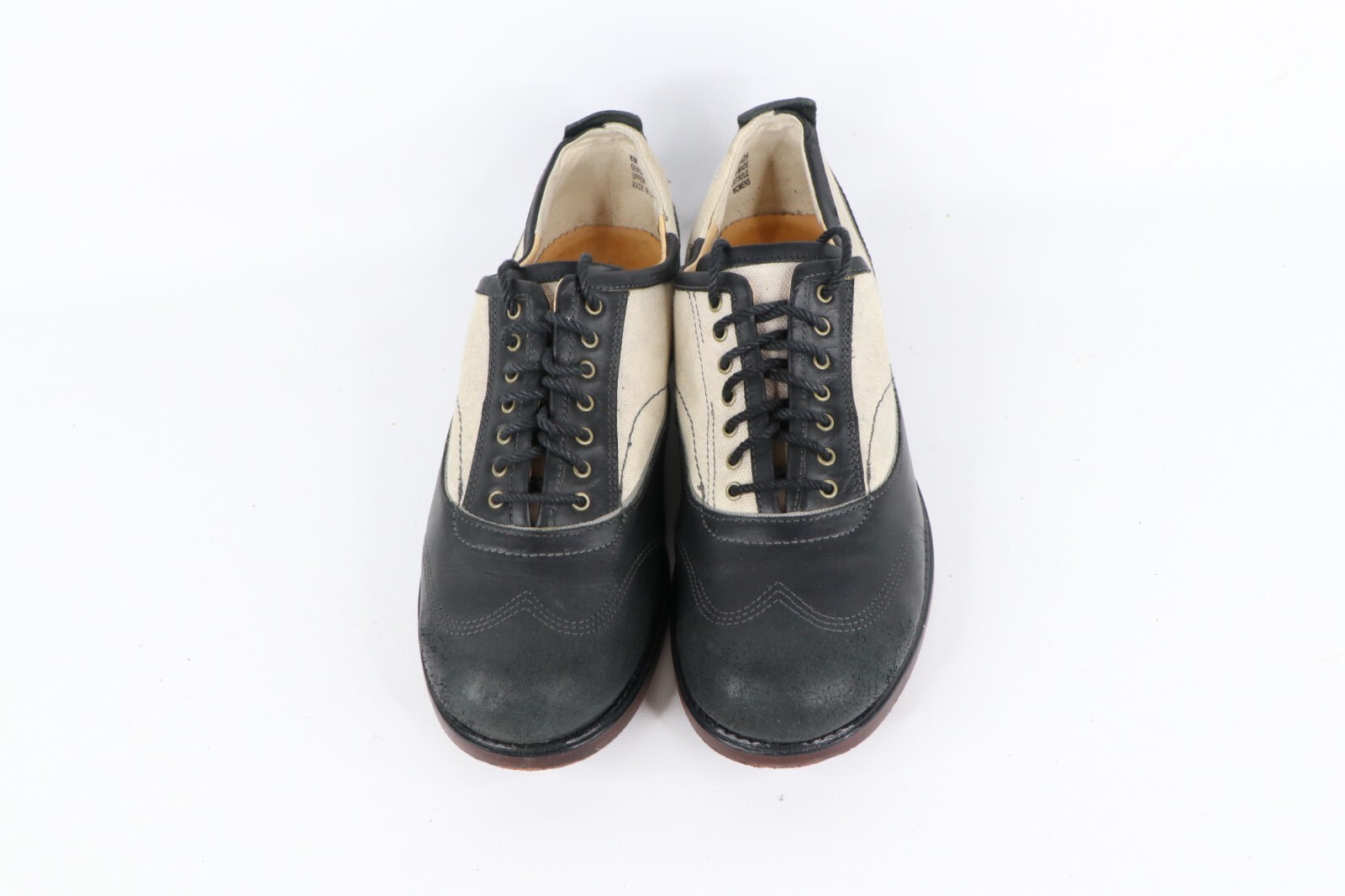 Vintage 90s Timberland Boot Company Womens 8 Heeled Leather Canvas Shoes Black