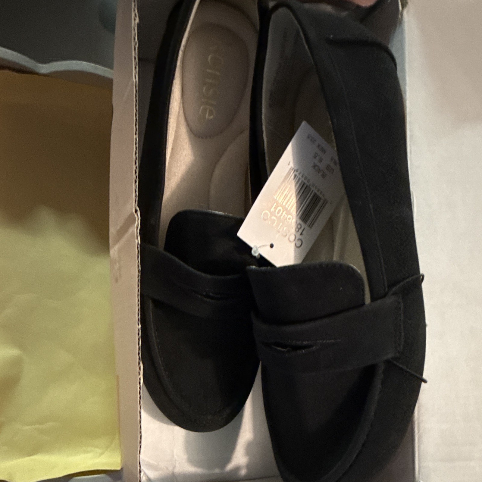 Kensie Women’s Black Faux Suede Slip-On Loafer Flats Comfort US 6.5 EU 36.5