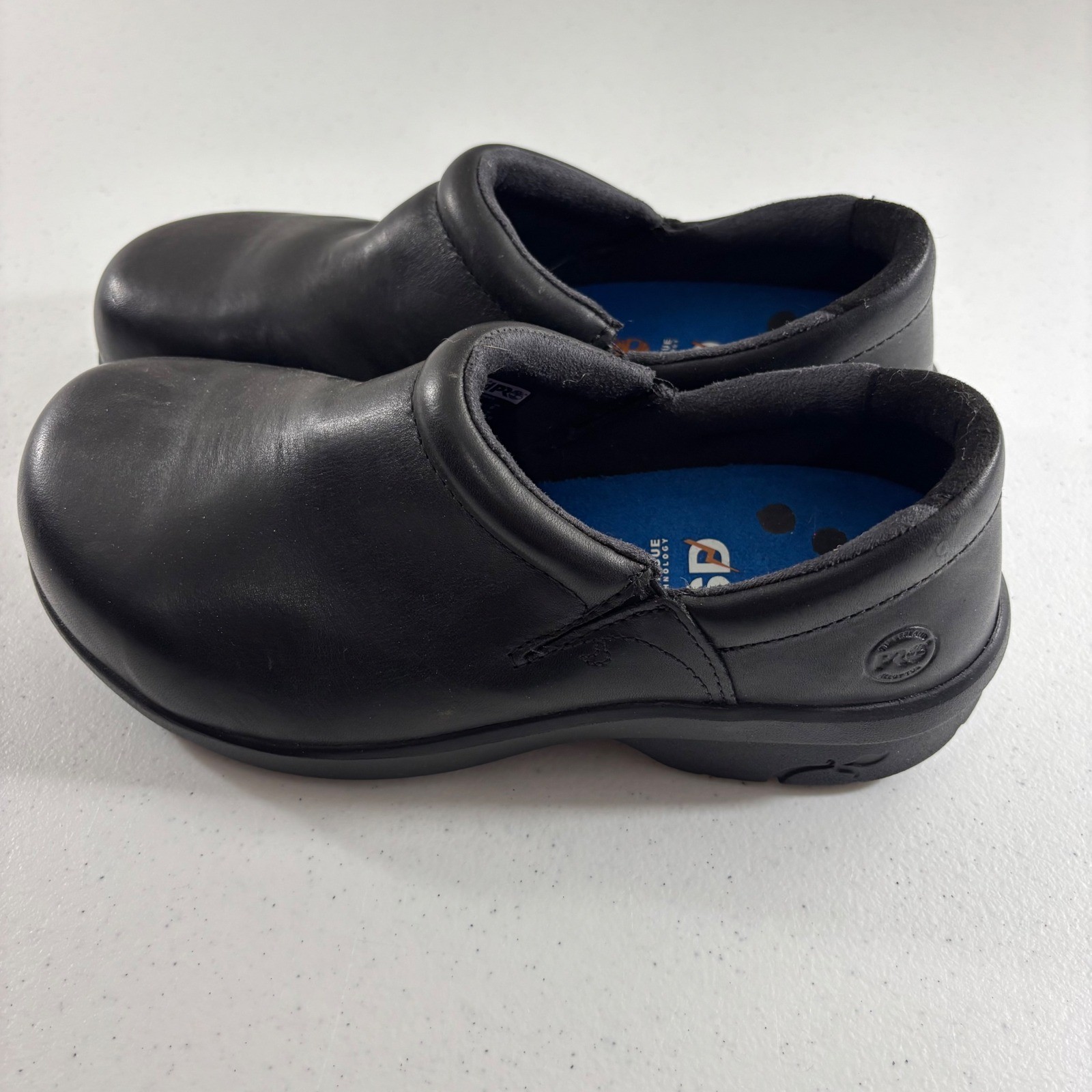 Timberland PRO Renova Professional Black Leather ESD Slip On Clogs Womens 8.5 M