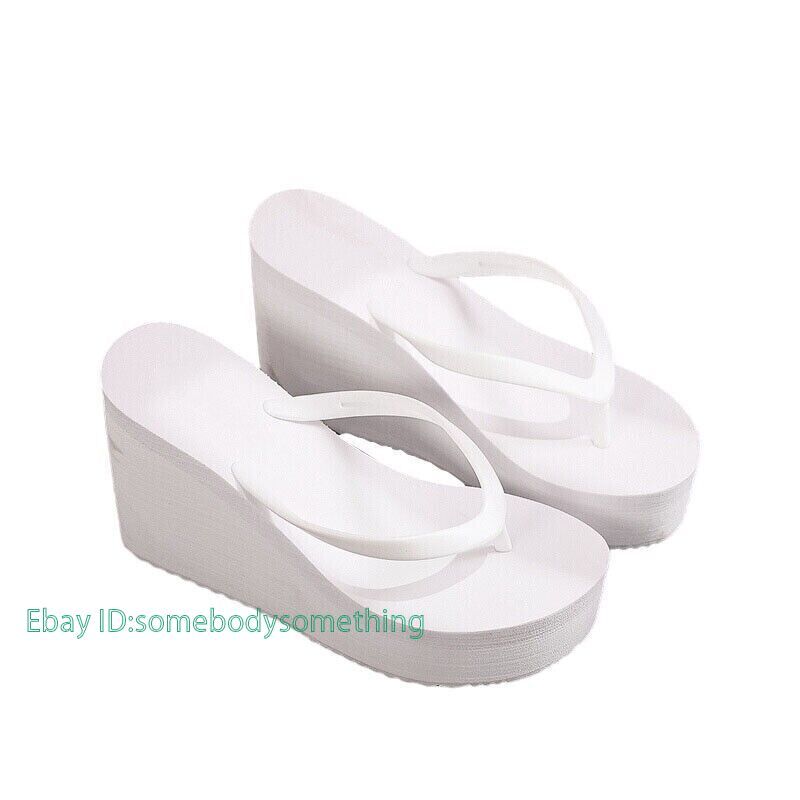 Womens Wedges Flip Flops Summer High Heels Sandals Platform Slippers Solid Shoes