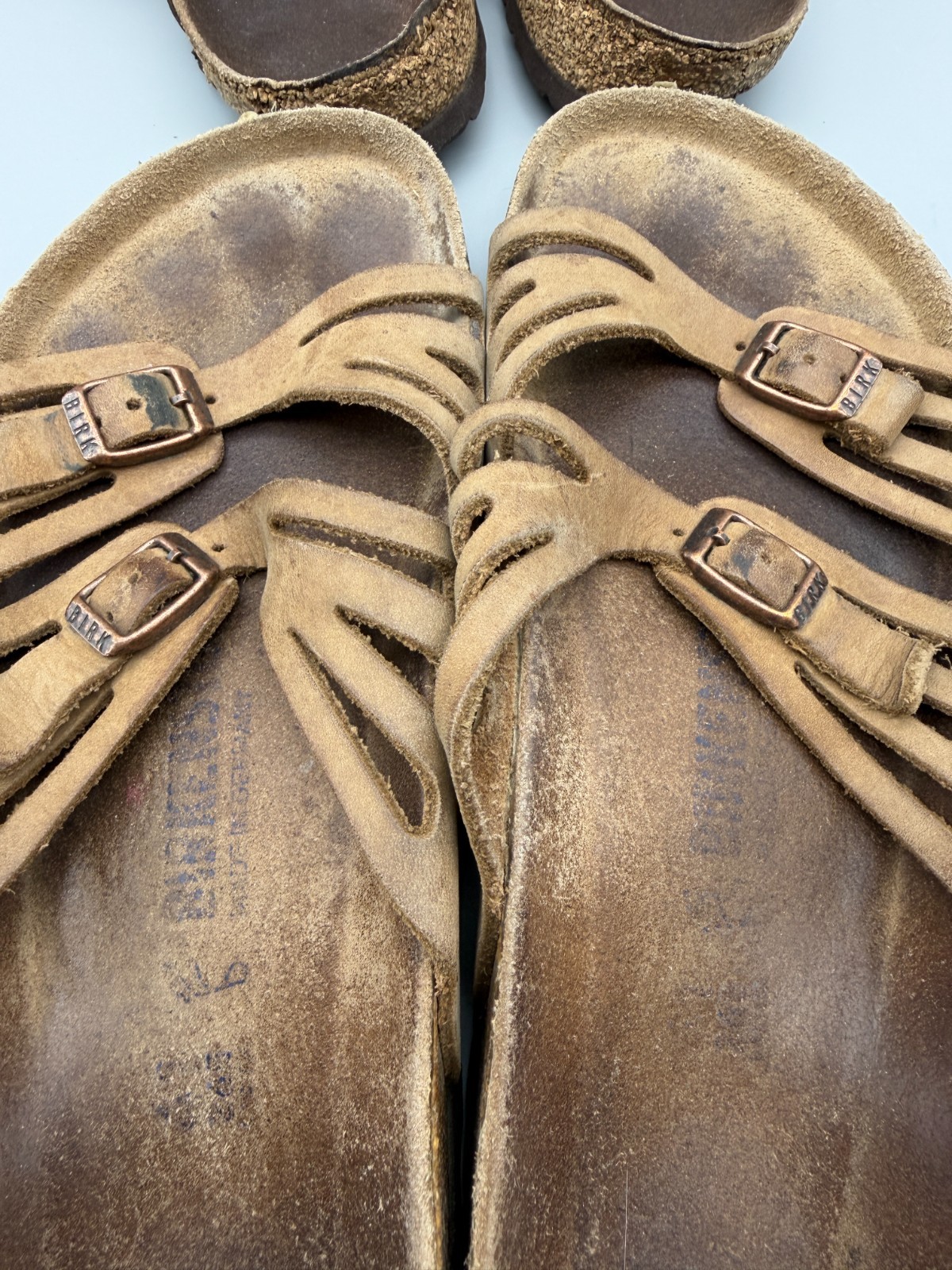 Birkenstock Womens Brown Leather Sandals 2 Pair Very Worn Parts Repair SZ 40