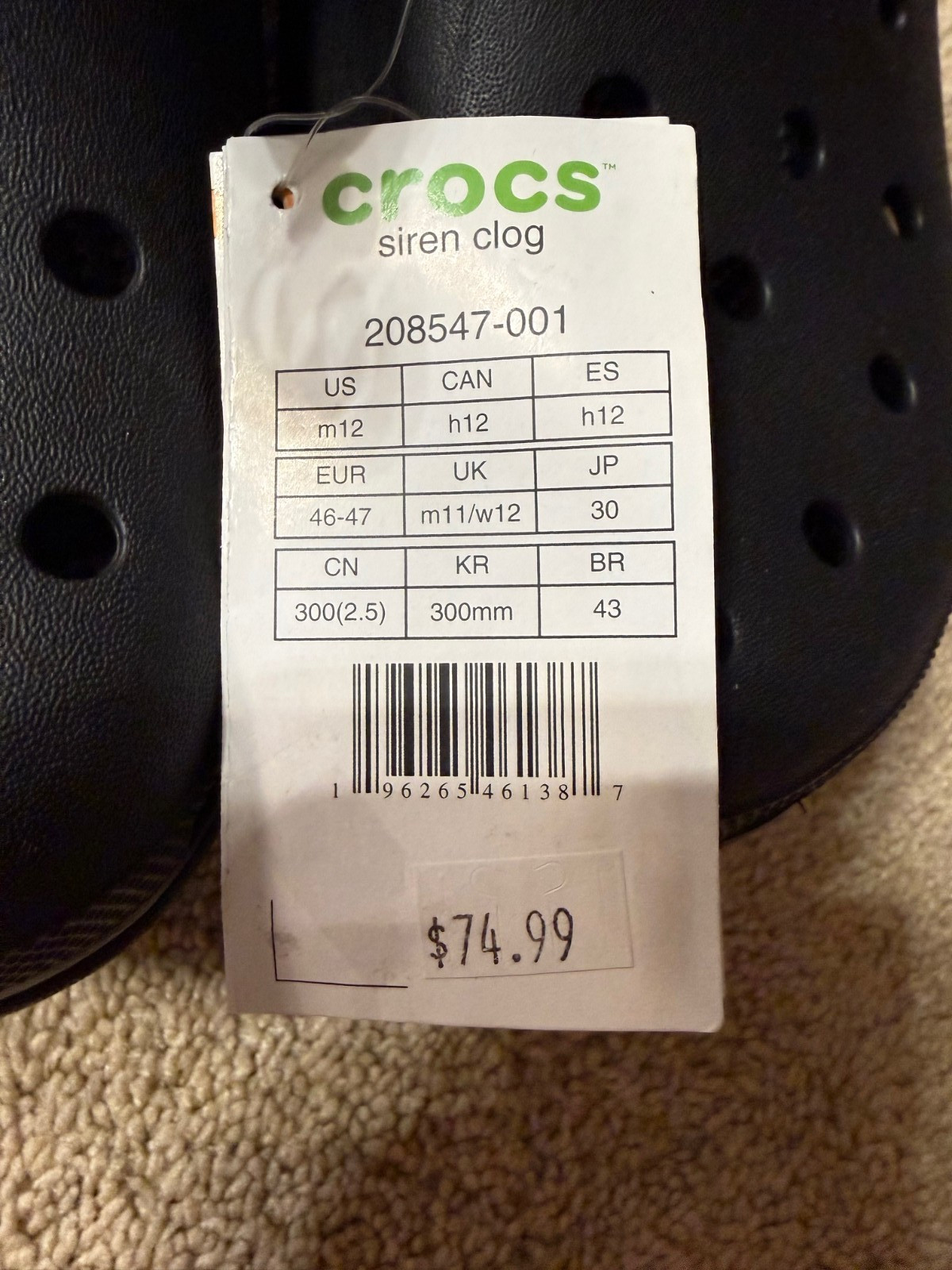 NWT Crocs Siren Clog Black Size M12 W14 US 208547-001 Platform Chunky Heel New