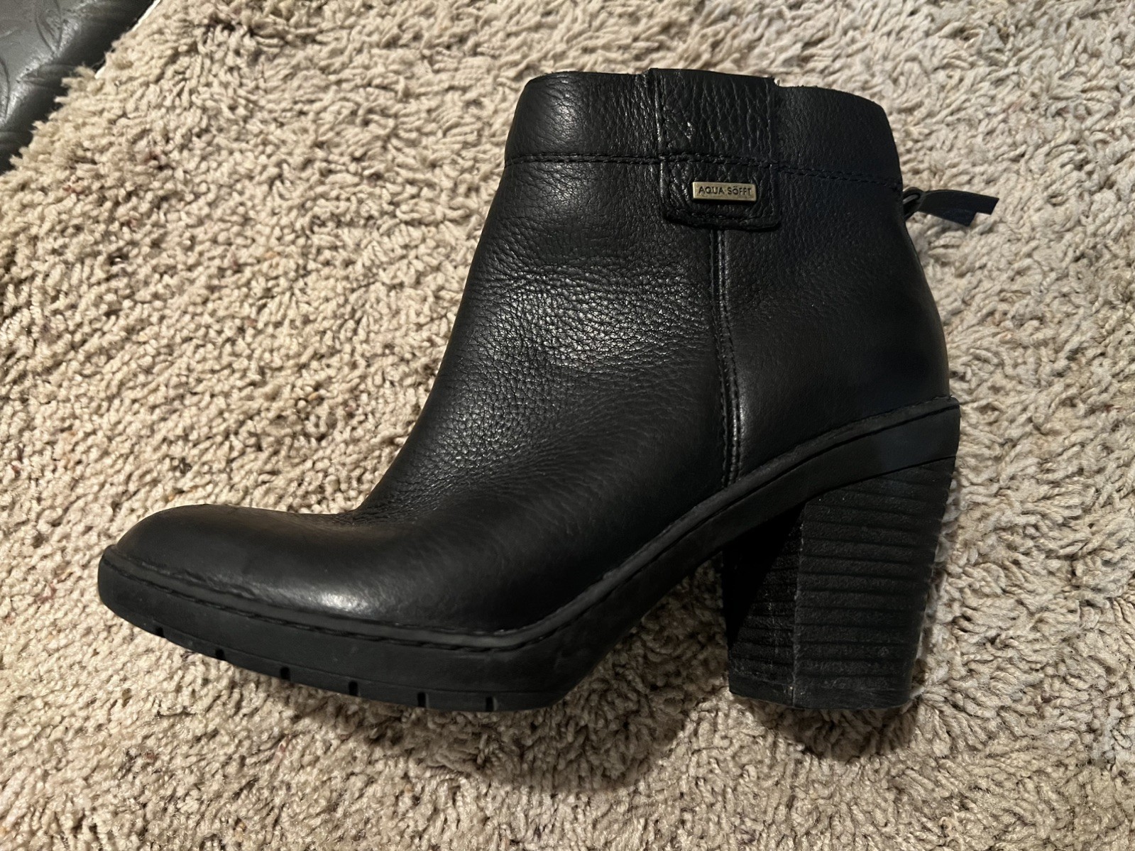 Aqua Söfft Black Leather Ankle Booties Women’s Size 6 Waterproof Comfort Boots