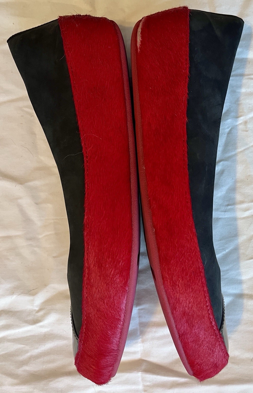 Vintage*Discontinued* Red, Black & Silver FITFLOP Due Shiny Pony Ballerina Pumps