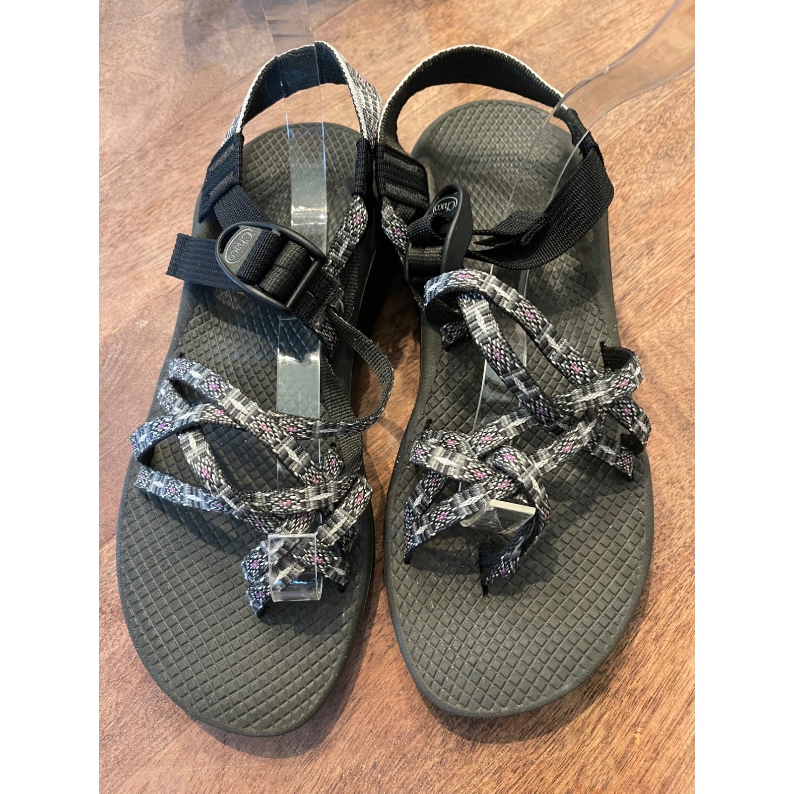 Chaco Z Cloud X2 Womens 9 Sandals Black Grey Pink Strappy Toe Loop Hiking Shoes