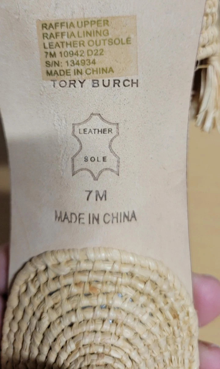 TORY BURCH Raffia Kitten Heels Slides Natural Eleanor 7M FREE SHIPPING!!