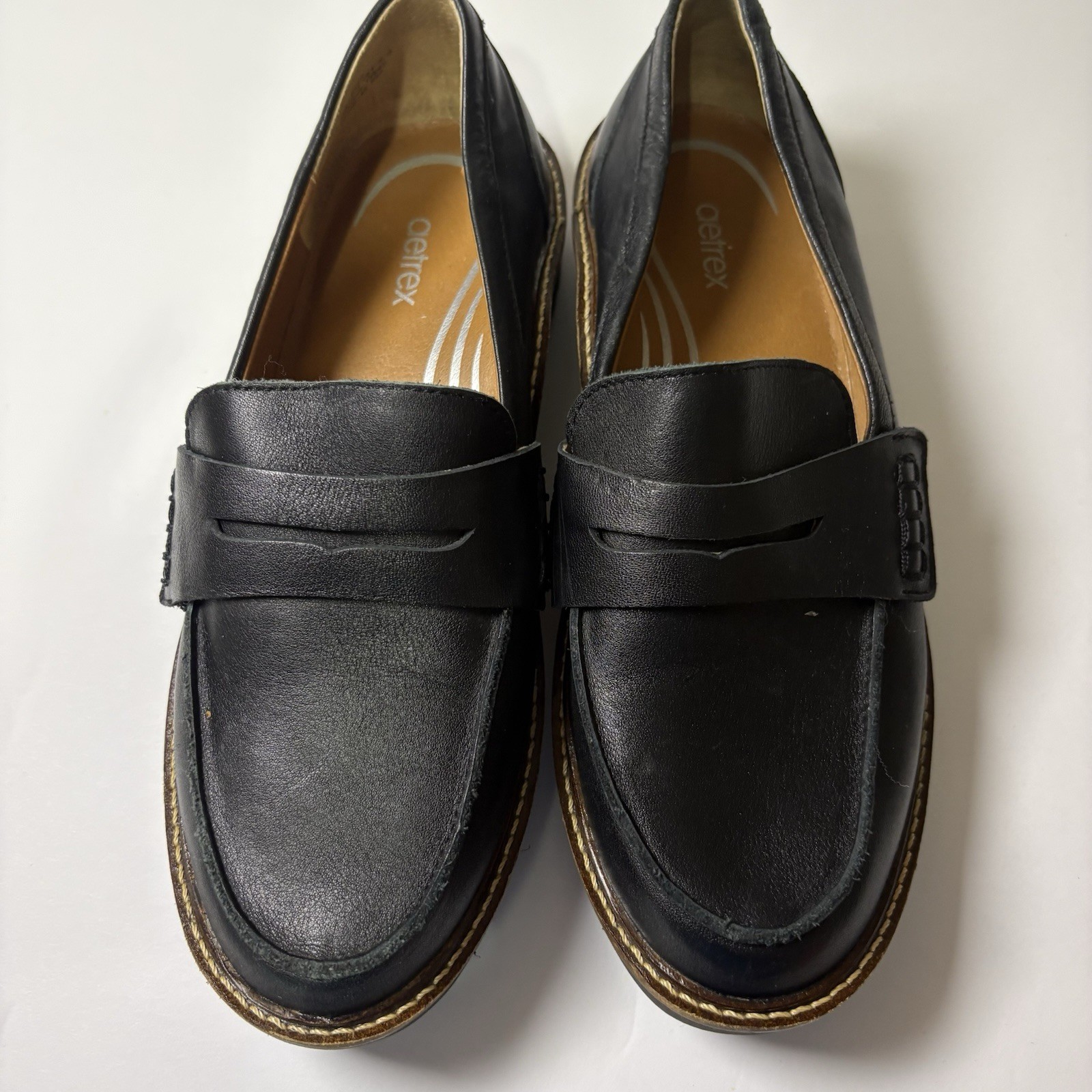 Aetrex Womens Collette Arch Support Leather Loafers Shoe Size US 6-6.5 EU 36
