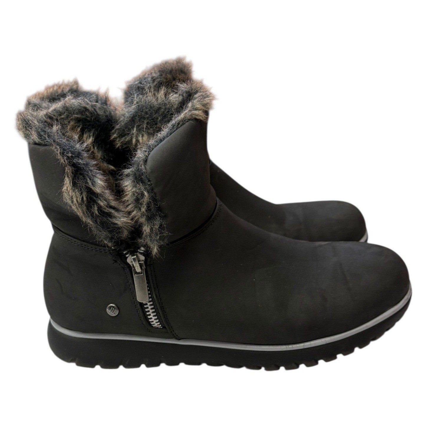 London Fog Women’s Whiteout Faux Fur Short Ankle Side Zip Winter Cozy Boots 8