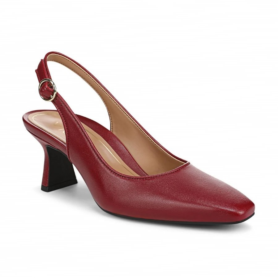 VIONIC Women Perris Slingback Heel, Cabernet Red Leather (NEW)