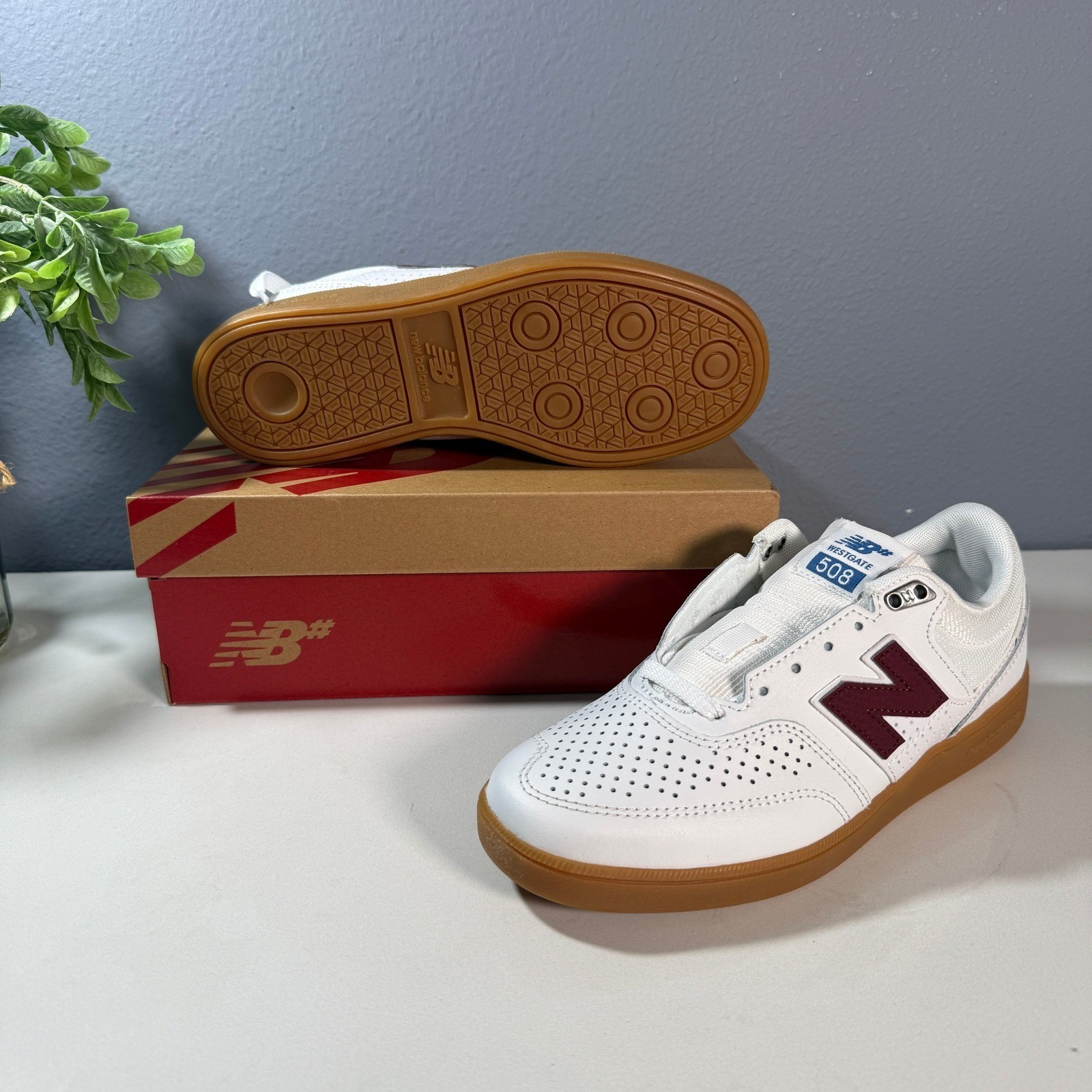 New Balance NB Numeric Brandon Westgate 508 Leather Shoes White Red Women 7