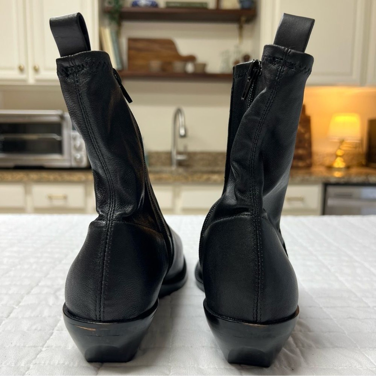 Madewell The Idris Ankle Boot in True Black Leather Size 9