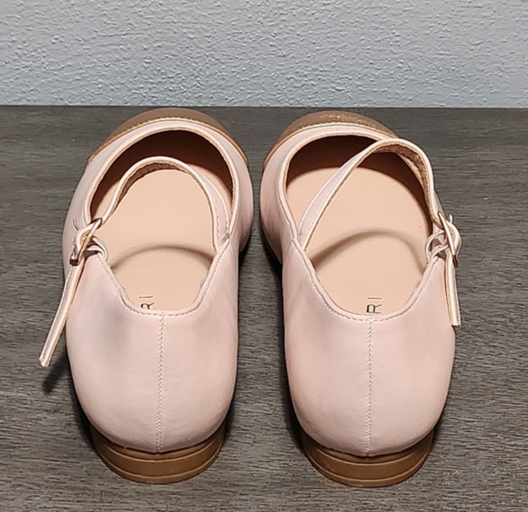TAHARI Mary Jane Ballet Flats Womens 6.5 Pink Gold Cap Toe Balletcore Lolita