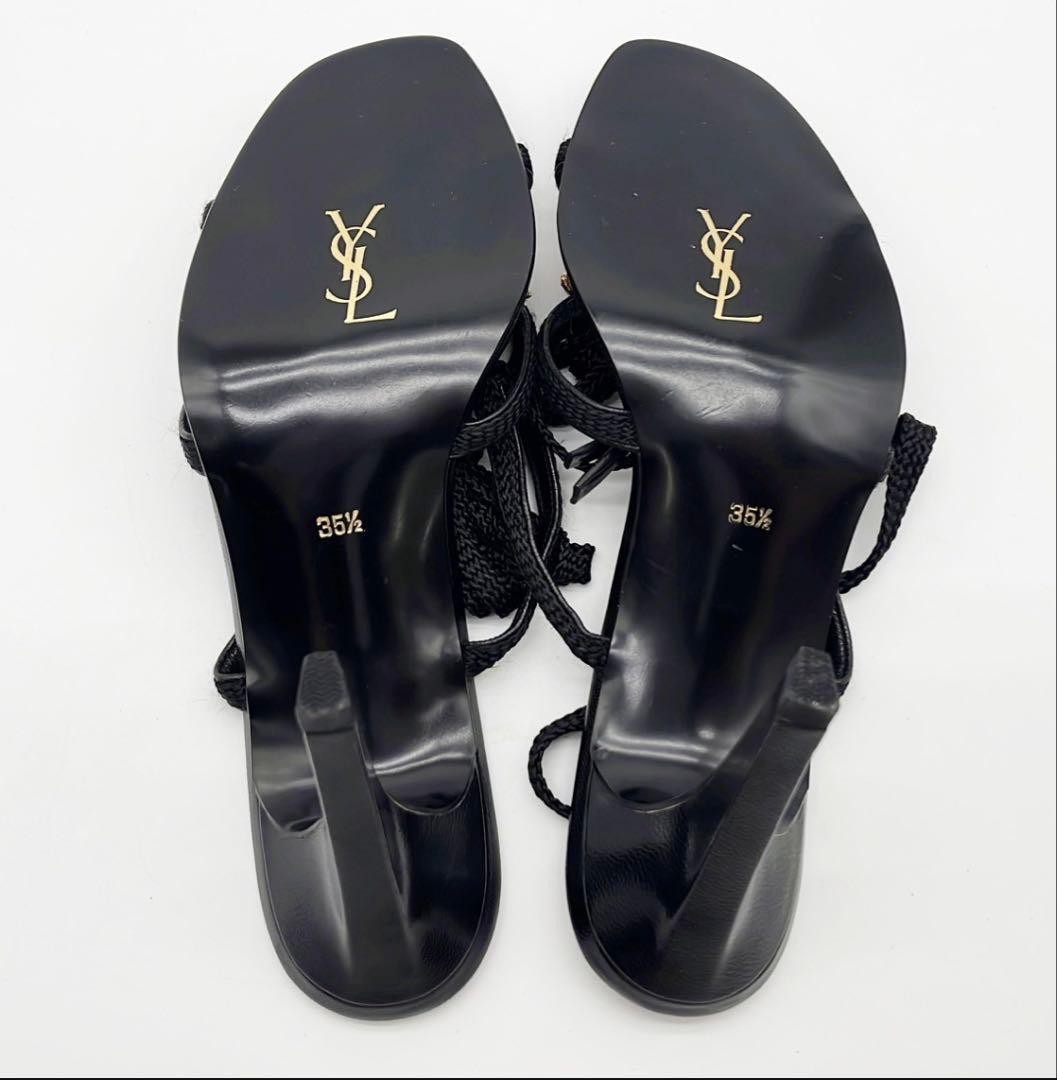 Saint Laurent Sandals Shoes Star EU 35.5 US 5.5 Black Authentic
