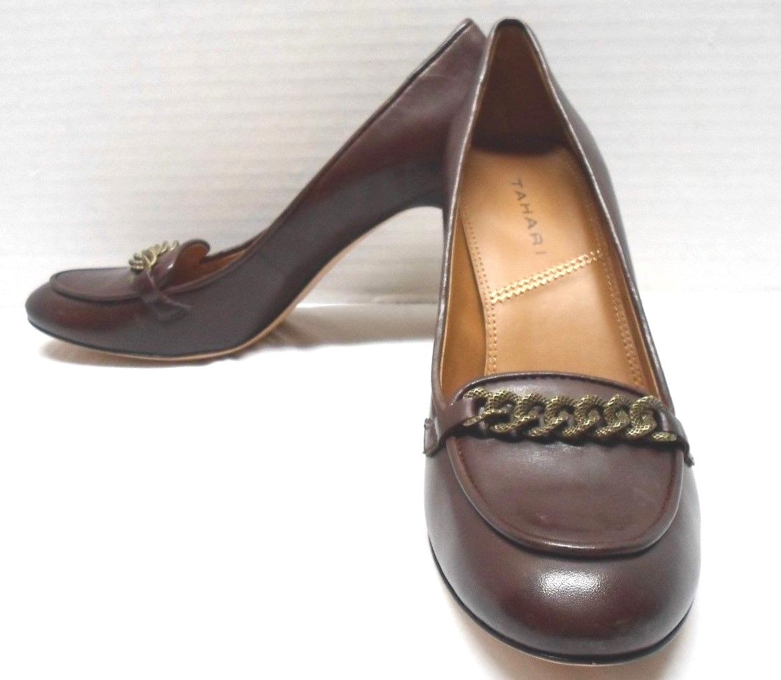 Tahari Polly Womens Size 8.5 Brown Leather High Heels