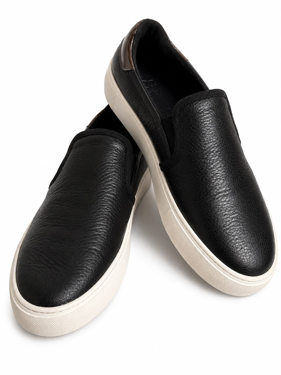 UGG Black Leather Slip On Sneakers Loafers Rose Gold Heel Women’s