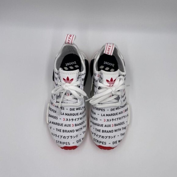 Adidas NMD R1 White Black Red Primeknit Boost Sneakers Womens EH3201 New