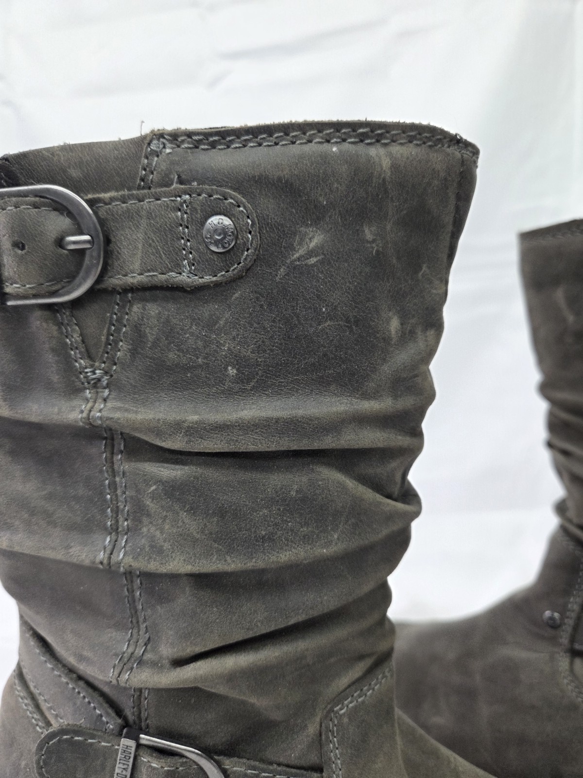 Harley Davidson Almand Waterproof Slate Grey Leather Biker Boots Women’s Size 10