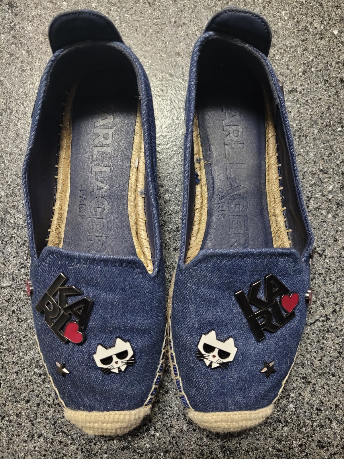 Karl Lagerfeld Paris Malvie Denim Espadrilles Size 7