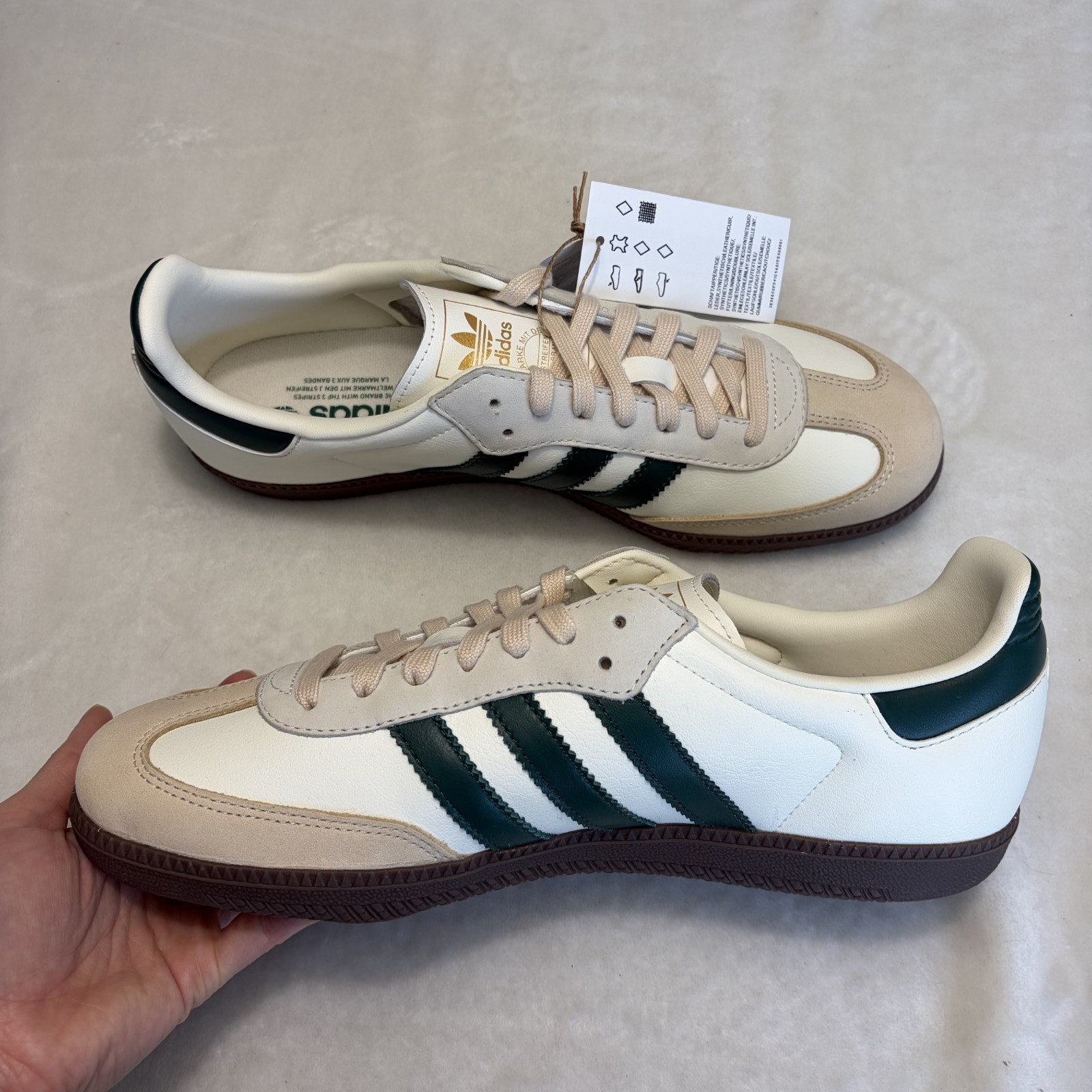 Adidas Samba OG Off White Collegiate Green Womens jr8843 – Size 10.5